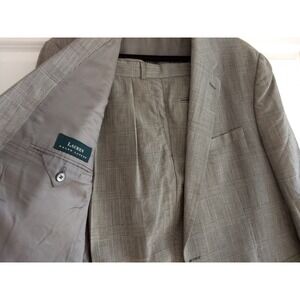 Ralph Lauren Two Piece Suit Men 48T Black Grey Glen Plaid 42x30 Pants Wool READ‎